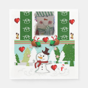 Christmas Paper Napkins, Snowman Napkins