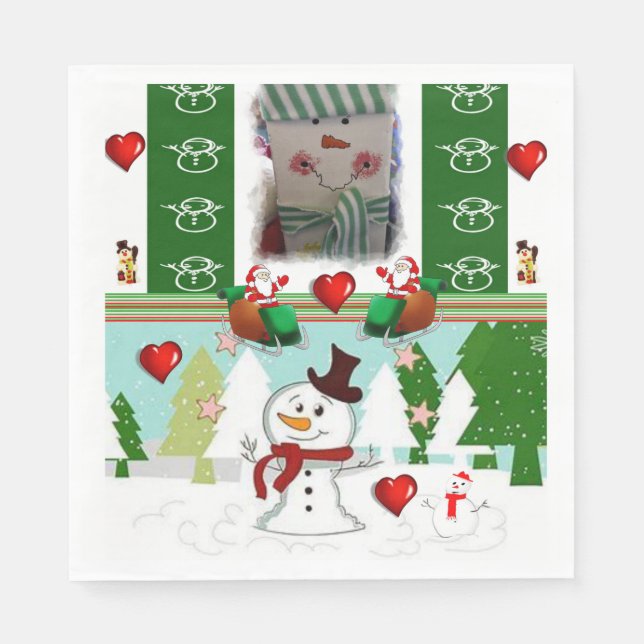 Christmas Paper Napkins, Snowman Napkins (Front)