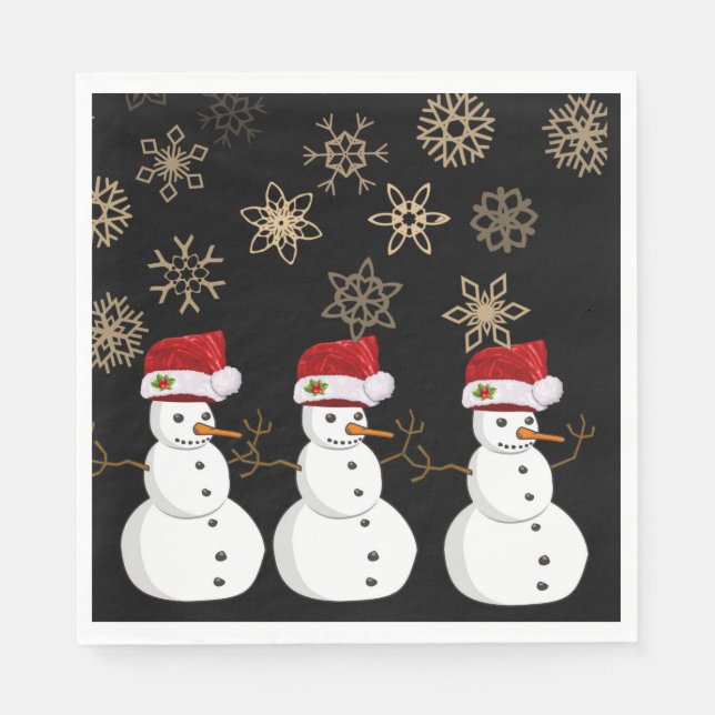 Christmas Paper Napkins, Snowman Napkins (Front)