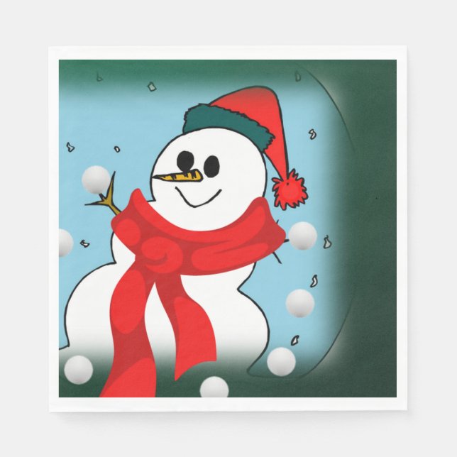 Christmas Paper Napkins, Snowman Napkins (Front)