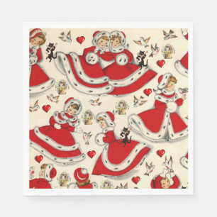 Christmas Paper Napkins, Vintage Napkins