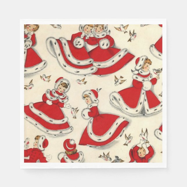 Christmas Paper Napkins, Vintage Napkins (Front)