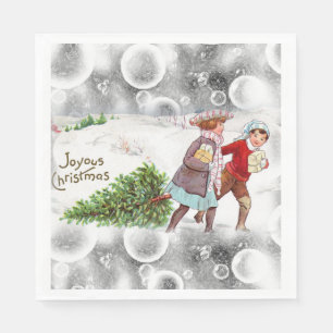 Christmas Paper Napkins, Vintage Napkins