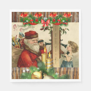 Christmas Paper Napkins, Vintage Napkins