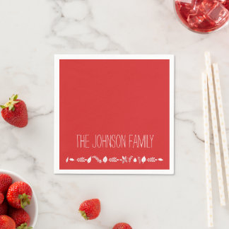 Christmas Paper Napkins With White Leaves