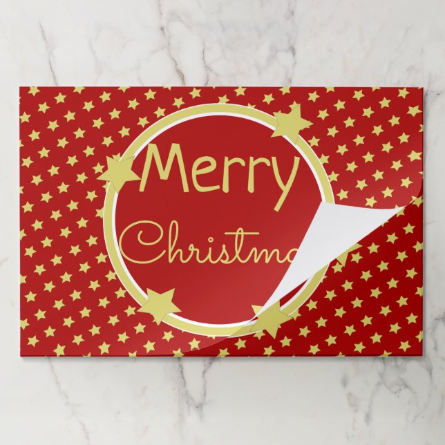 Christmas Paper Placemat with Gold Stars 25 Piece (Folded)