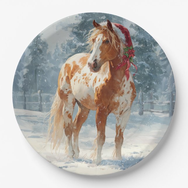 Christmas Paper Plate / Beautiful Appalossa Horse  (Front)