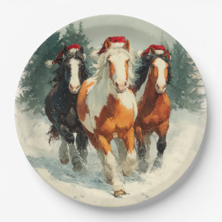 Christmas Paper Plate / Beautiful Galloping Horse 