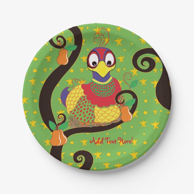 Christmas Paper Plate Partridge. Personalize (Front)