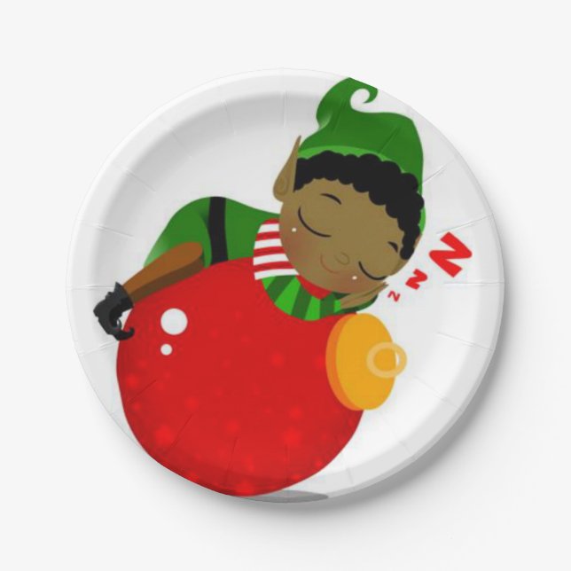 Christmas Paper Plates, African Angel Paper Plates (Front)