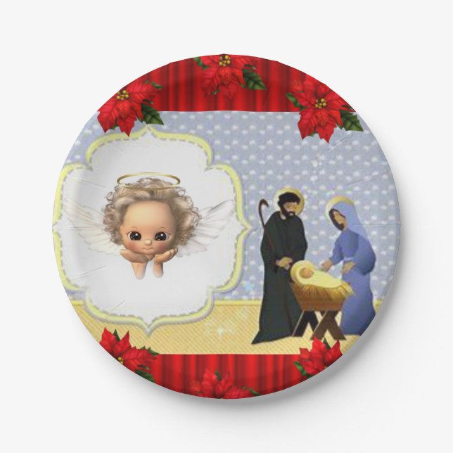Christmas Paper Plates, Angel, Jesus Christ Paper Plates (Front)