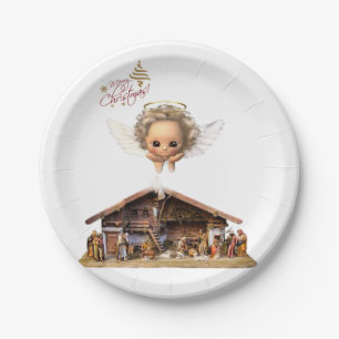 Christmas Paper Plates, Angel, Jesus Christ Plates