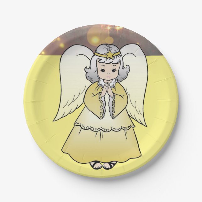 Christmas Paper Plates, Angel Paper Plates (Front)