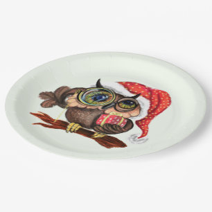 Christmas Paper Plates Baby Owl with Gifts