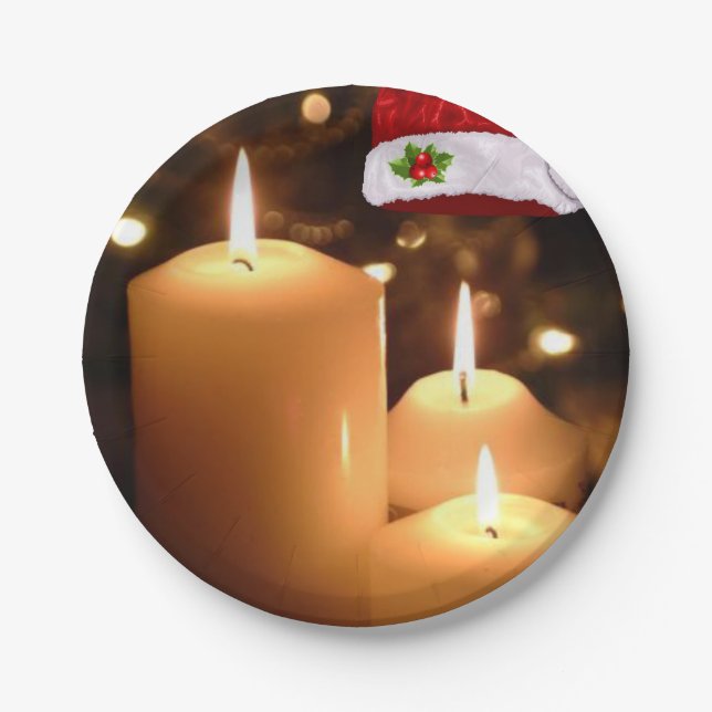 Christmas Paper Plates, Christmas Candle Plates (Front)