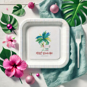 Christmas Paper Plates Cute Tropical Beach