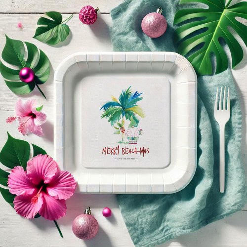 Christmas Paper Plates Cute Tropical Beach