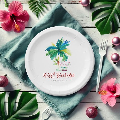 Christmas Paper Plates Cute Tropical Beach