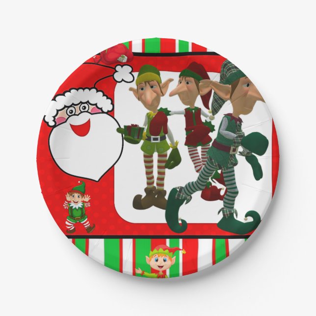 Christmas Paper Plates, Elf Plates (Front)