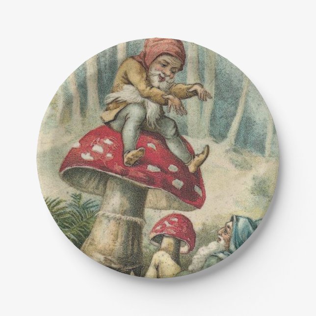 Christmas Paper Plates, Elf Vintage Plates (Front)