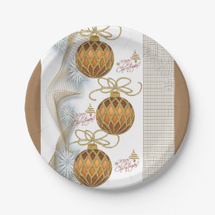 Christmas Paper Plates, Gold Balls Plates