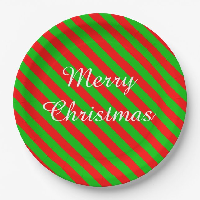 Christmas Paper Plates/Green and Red Stripes Plates (Front)