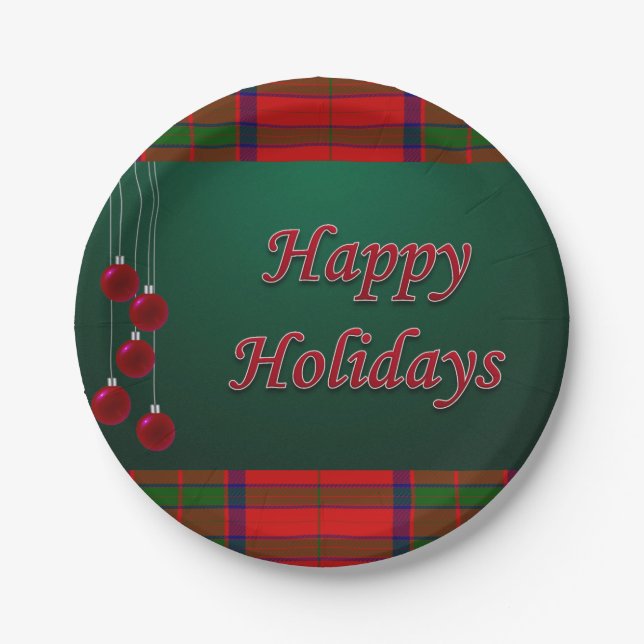 Christmas Paper Plates, Happy Holidays Plates (Front)