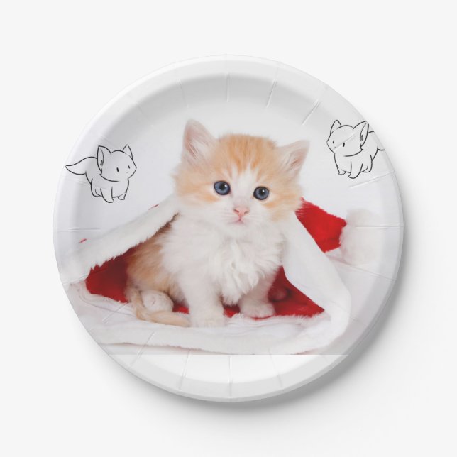 Christmas Paper Plates, Kitten Paper Plates (Front)
