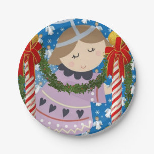 Christmas Paper Plates, Merry Christmas Angel Paper Plates