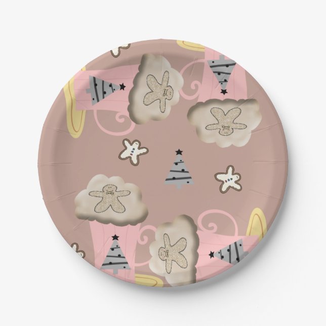 Christmas Paper Plates, Merry Christmas Coffee  Plates (Front)