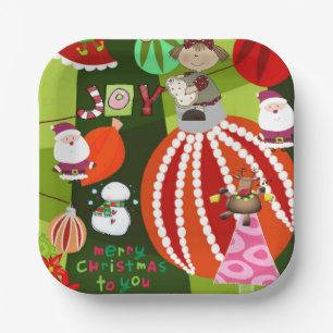Christmas Paper Plates, Merry Christmas Elf Plates
