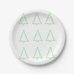 Christmas Paper Plates, Merry Christmas Green Tree Plates