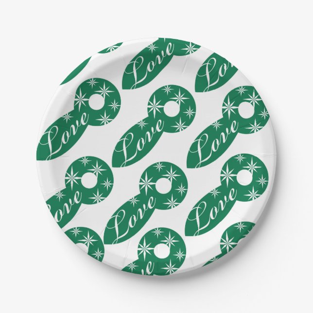 Christmas Paper Plates, Merry Christmas Love  Plates (Front)