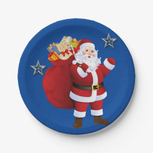 Christmas Paper Plates, Merry Christmas Santa Plates