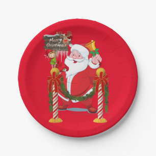 Christmas Paper Plates, Merry Christmas Santa Plates