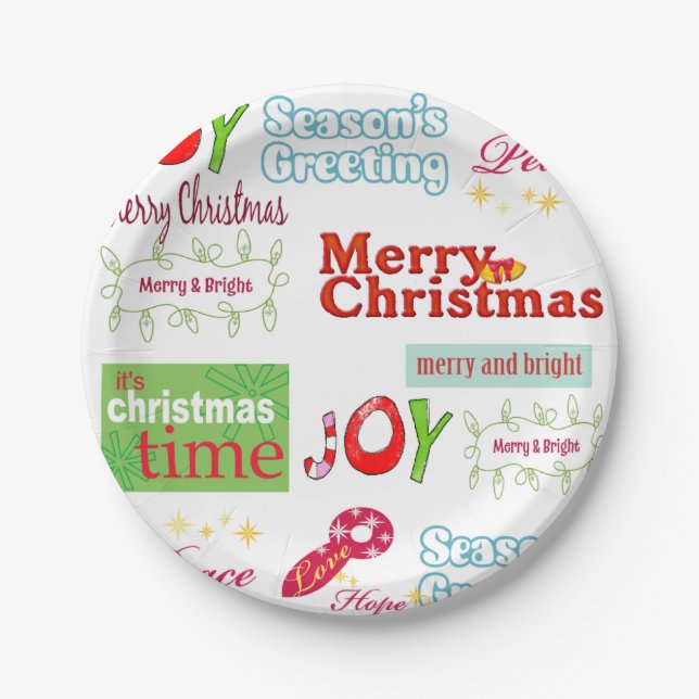 Christmas Paper Plates, Merry Christmas Seasons  Plates (Front)