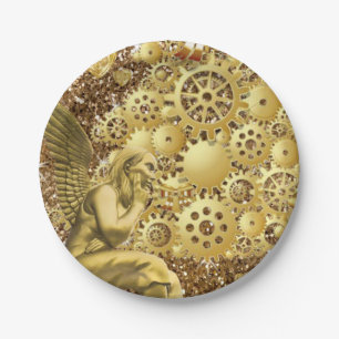 Christmas Paper Plates, Merry Gold Angel Plates