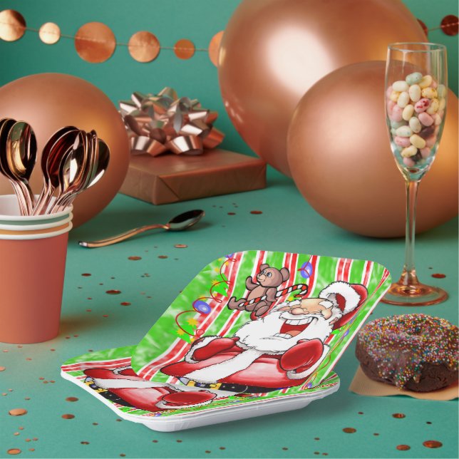 Christmas Paper Plates, Merry Teddy Bear Paper Plates (Multi)