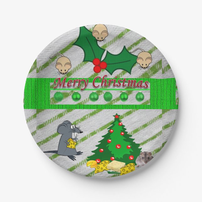 Christmas Paper Plates, Mice Plates (Front)