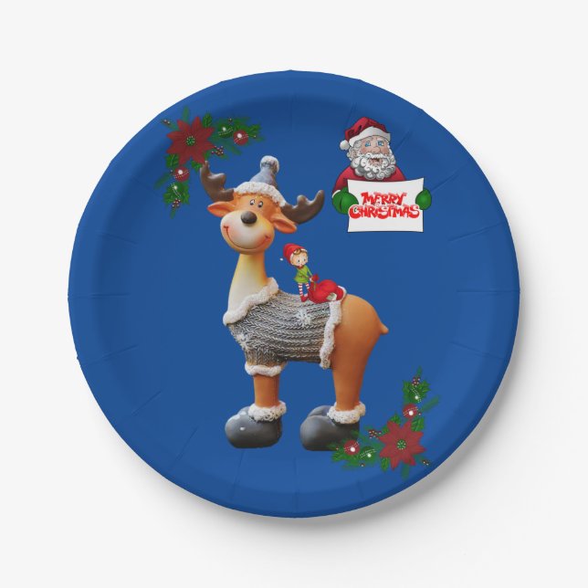 Christmas Paper Plates, Moose Plates (Front)