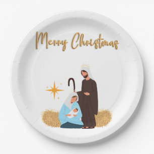 Christmas paper plates nativity