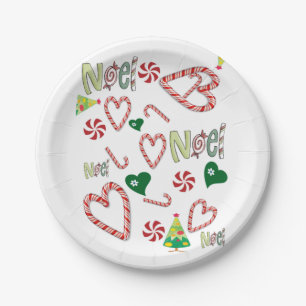 Christmas Paper Plates, Noel, Candy Canes Plates