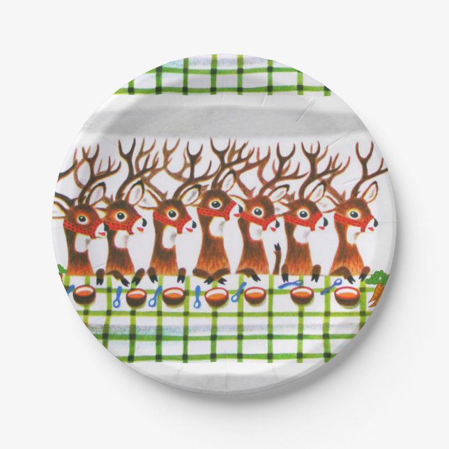 Christmas Paper Plates, Reindeer Plates (Front)