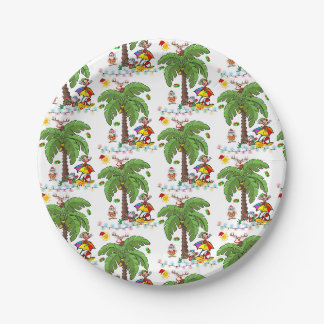 Christmas Paper Plates, Santa Claus Beach Bum  Plates