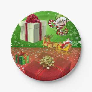 Christmas Paper Plates, Santa , Elf Plates