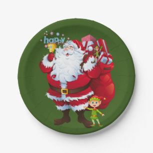 Christmas Paper Plates, Santa, Elf Plates