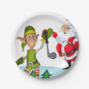 Christmas Paper Plates, Santa Golf Paper Plates