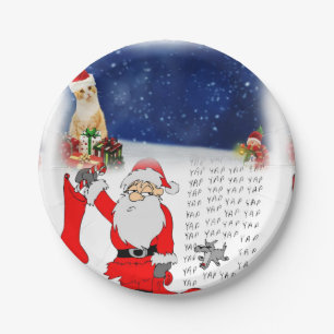 Christmas Paper Plates, Santa Kitten Plates
