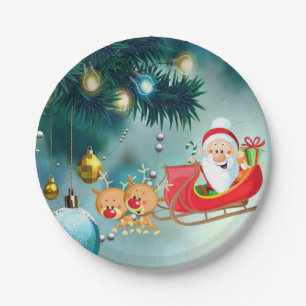 Christmas Paper Plates, Santa Plates