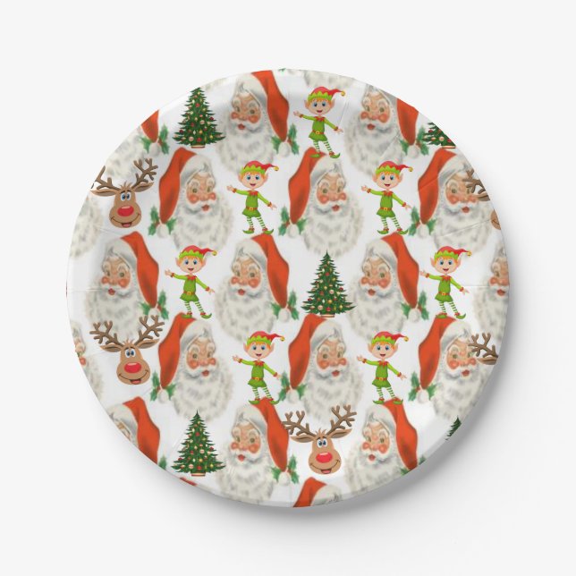Christmas Paper Plates, Santa Plates (Front)